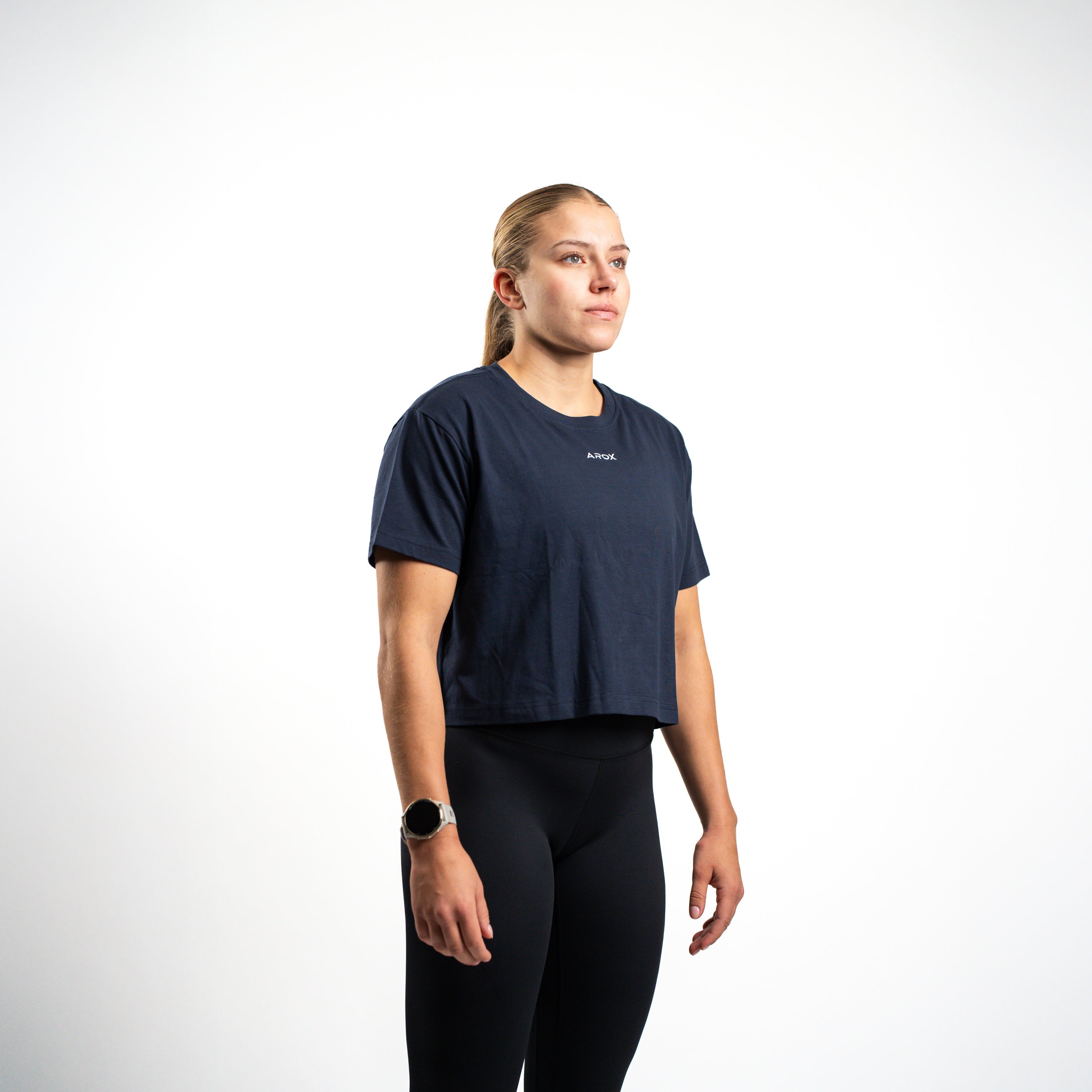 SportsTech kvinde box crop t-shirt (Navy Blue)