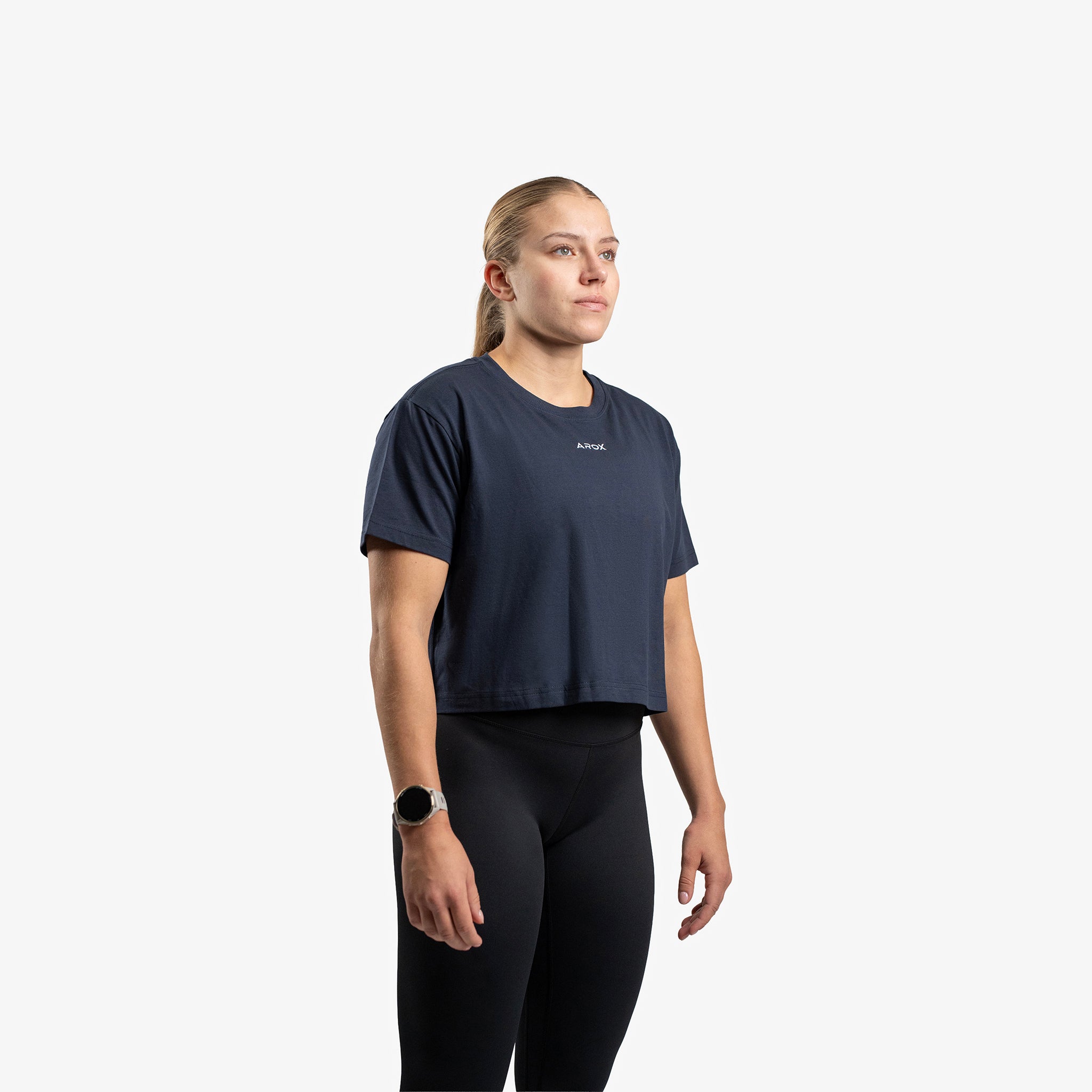 SportsTech kvinde box crop t-shirt (Navy Blue)