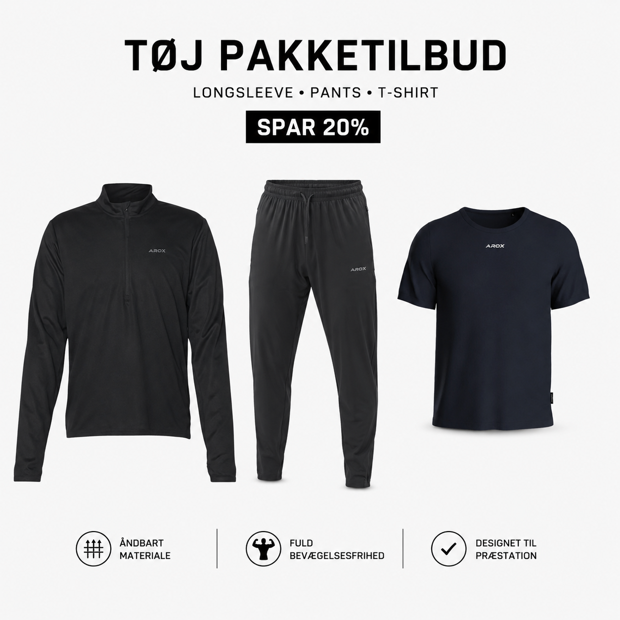 Bukser + t-shirt + langærmet pakke