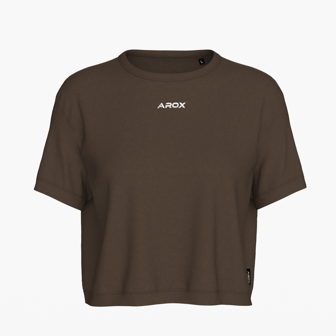 SportsTech kvinde box crop t-shirt (Dark brown)