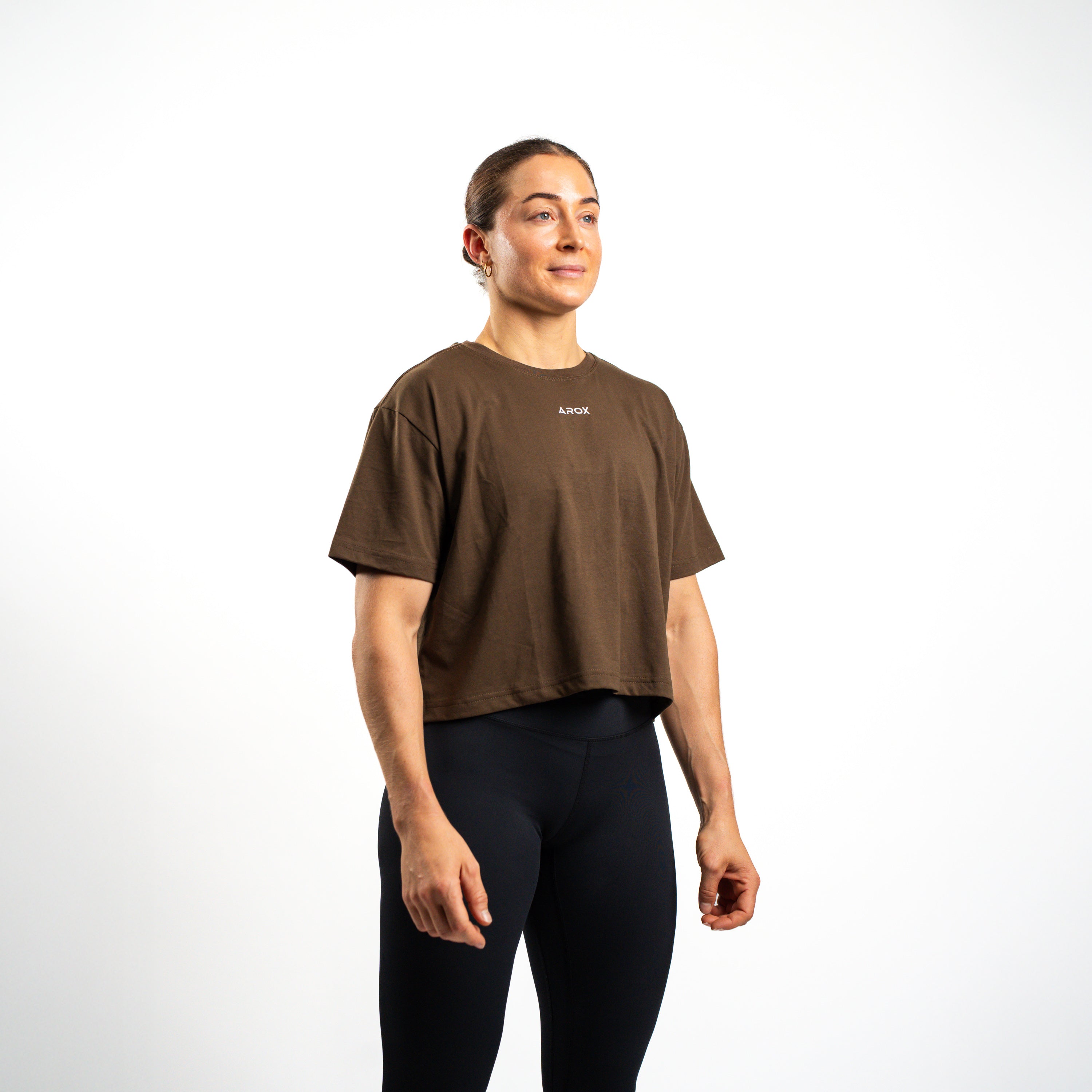 SportsTech kvinde box crop t-shirt (Dark brown)