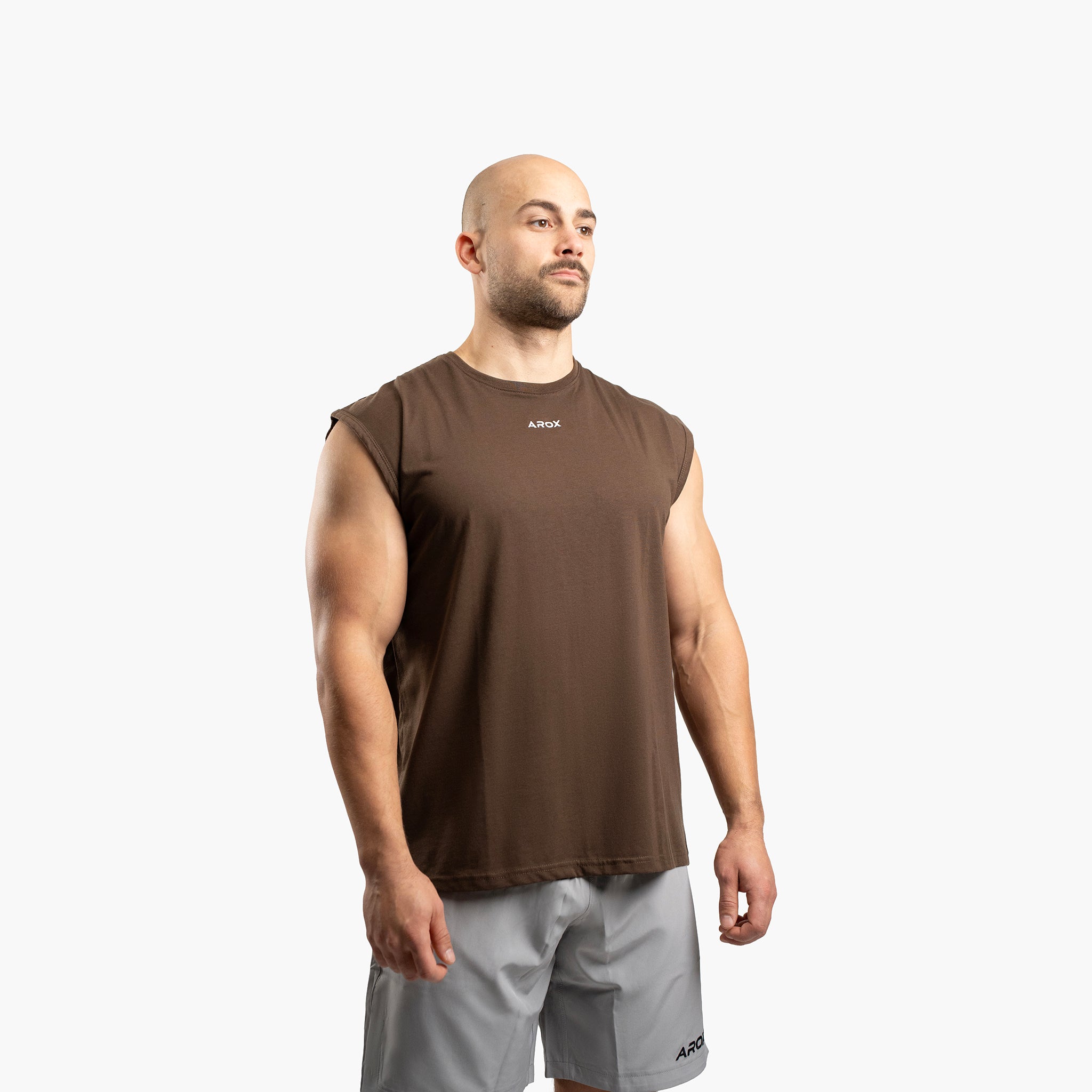 SportsTech herre no-sleeve (Dark brown)