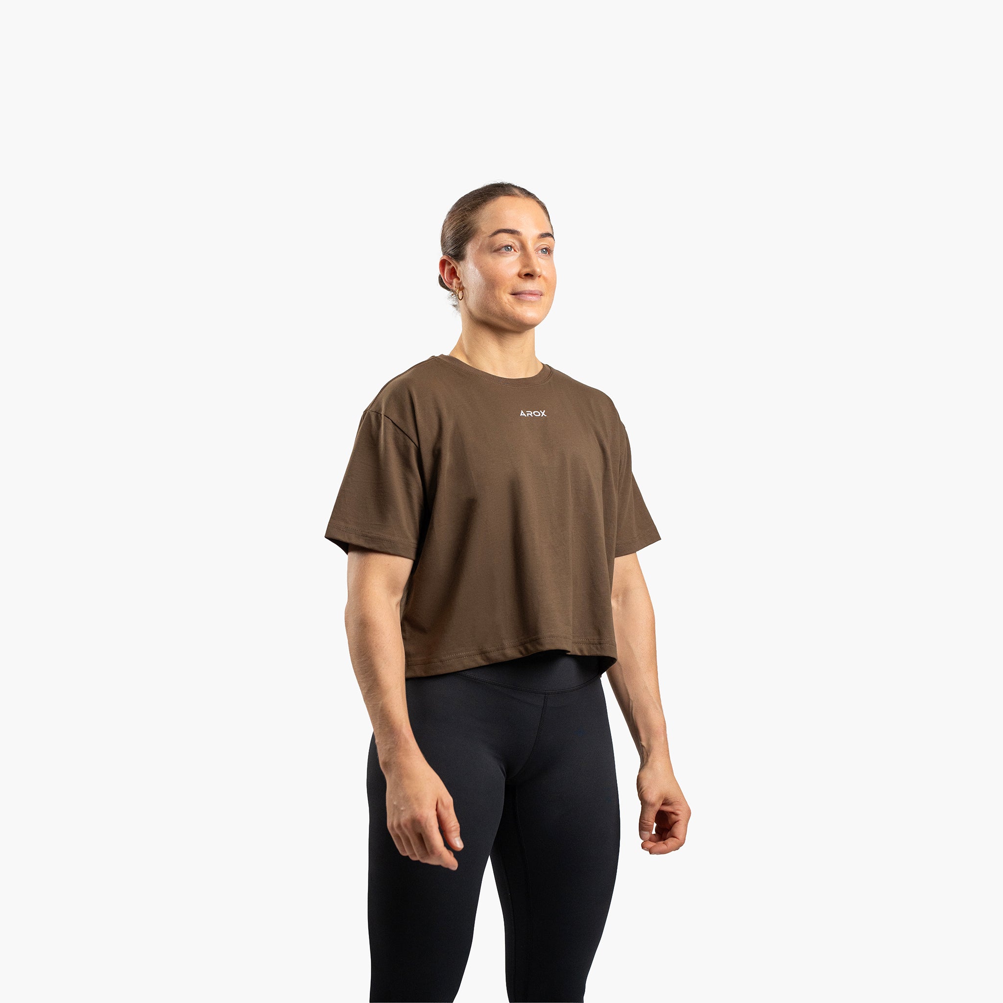 SportsTech kvinde box crop t-shirt (Dark brown)