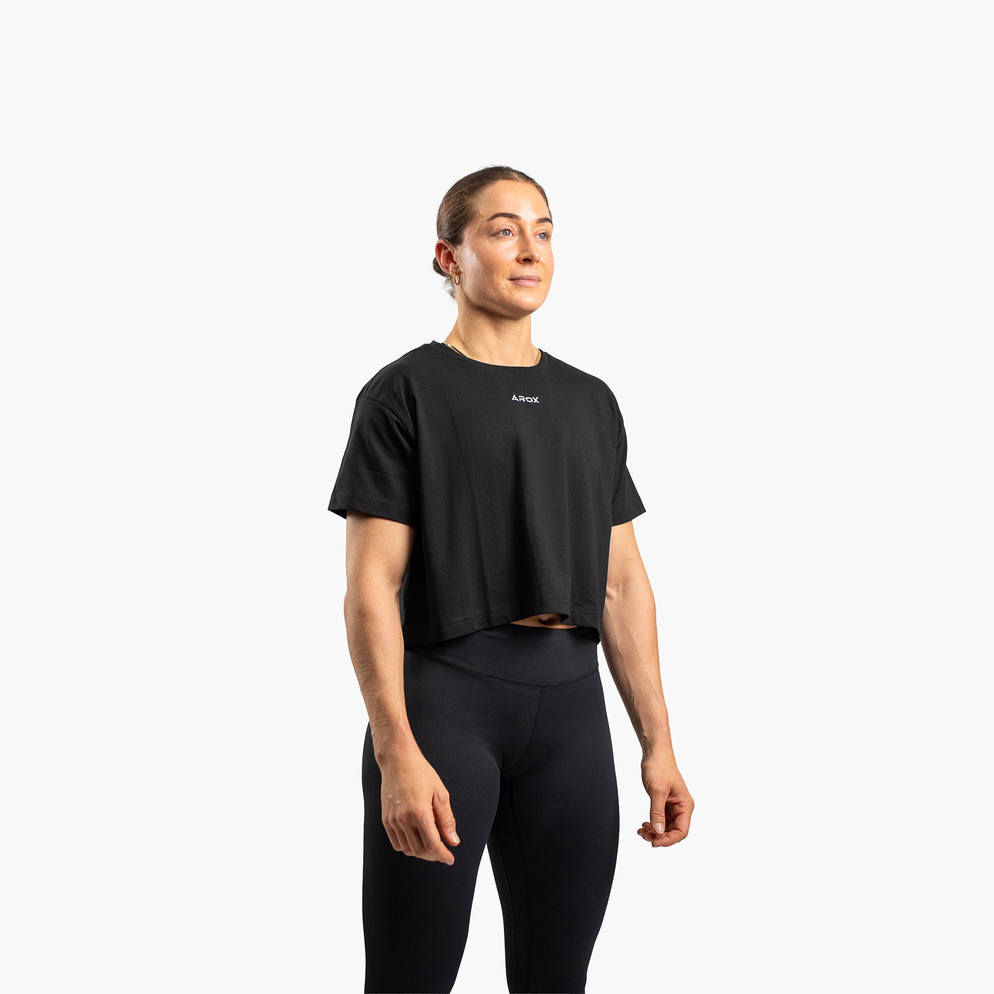 SportsTech kvinde box crop t-shirt (Sort)