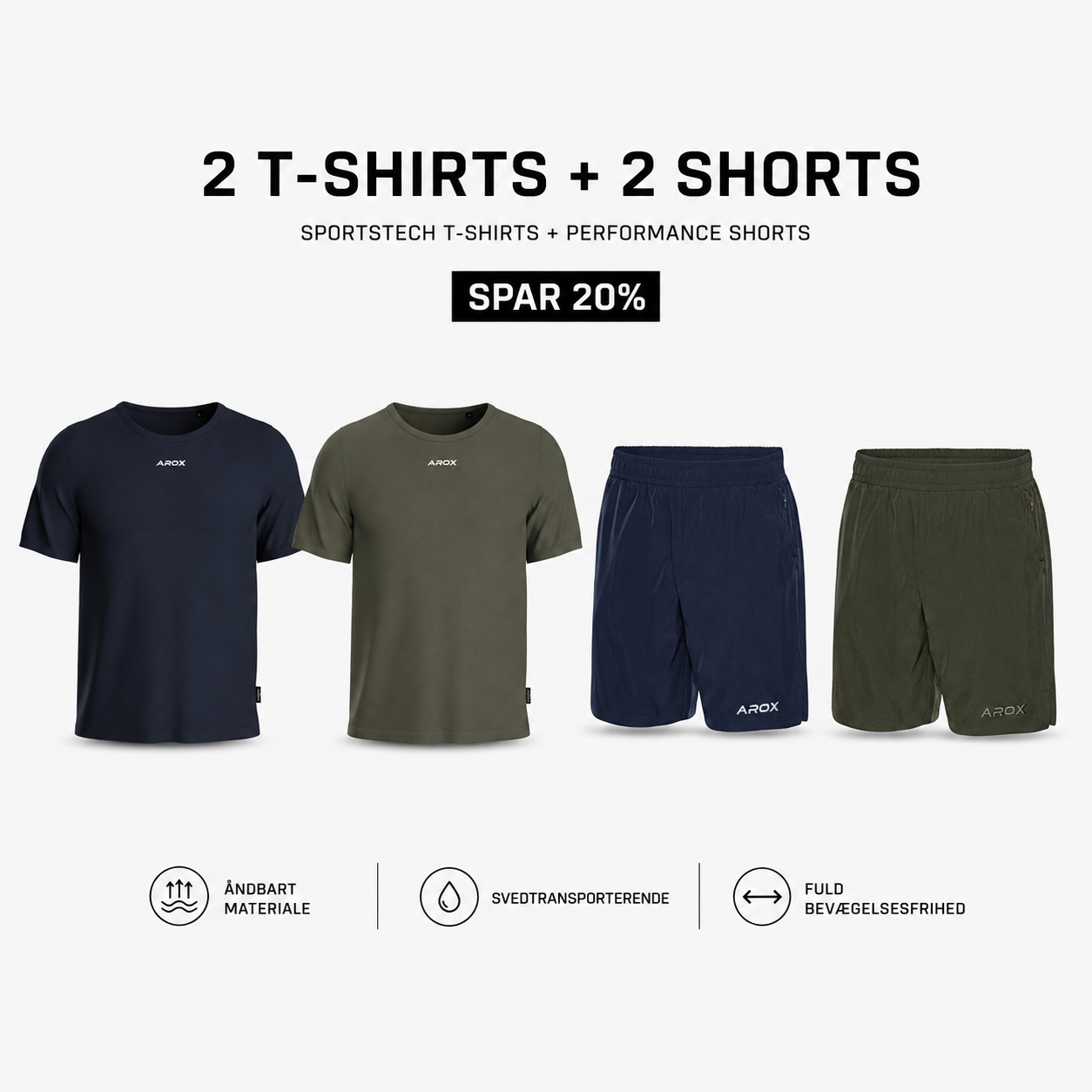 2 par shorts + 2 t-shirts pakke